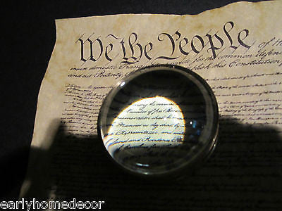 Vintage Antique Style Solid Brass Heavy Glass Magnifying Desktop Lens - Early Home Decor