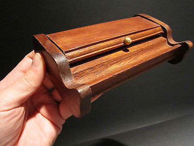 Antique Style Wood Writing Double Inkwell Box Ink Pot Porcelain - Early Home Decor