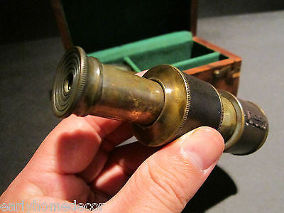 Antique Vintage Style Magnifying Glass Compass Telescope Wood Box Kit - Early Home Decor