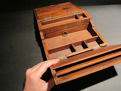 Antique Vintage Style Folding Document Writing Slope Lap Desk Campaign Box - Early Home Decor