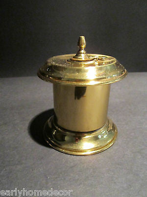 Antique Style Round Solid Brass Desk top Dip Pen Writing Inkwell Ink pot - Early Home Decor