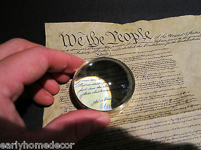 Vintage Antique Style Solid Brass Heavy Glass Magnifying Desktop Lens - Early Home Decor
