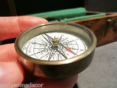 Antique Vintage Style Magnifying Glass Compass Telescope Wood Box Kit - Early Home Decor