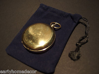 Antique Style Solid Brass Pocket Compass flip lid Signal mirror with bag - Early Home Decor