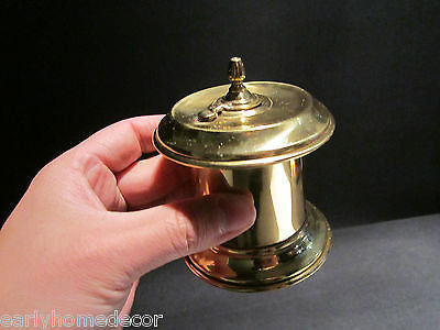Antique Style Round Solid Brass Desk top Dip Pen Writing Inkwell Ink pot - Early Home Decor