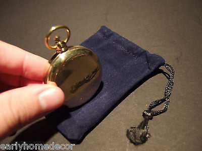 Antique Style Solid Brass Pocket Compass flip lid Signal mirror with bag - Early Home Decor