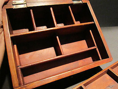 19th C Antique Vintage Style Document Travel Writing Wood Desk Box Scribe - Early Home Decor