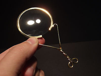 Vintage Antique Style Brass Magnifying glass Hand Lens - Early Home Decor