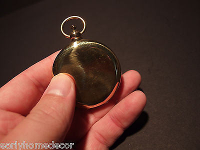 Antique Style Solid Brass Pocket Compass flip lid Signal mirror with bag - Early Home Decor