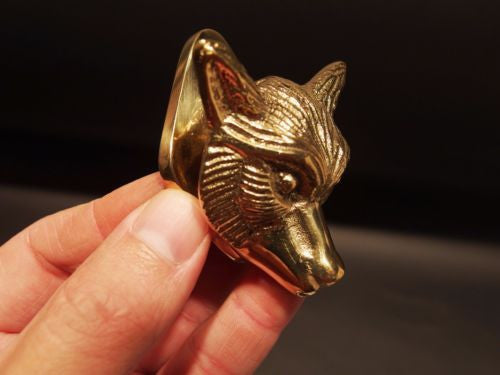 Antique Vintage Style Small Solid Brass Fox Door Knocker Hardware - Early Home Decor