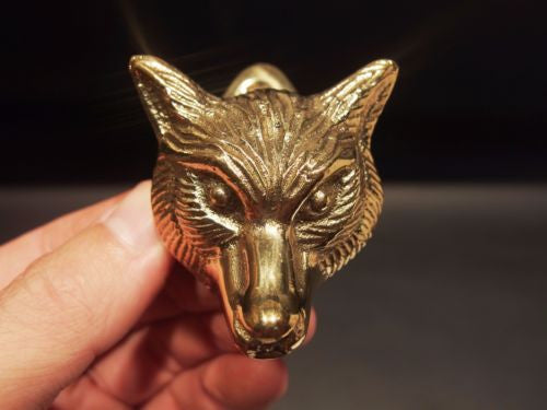Antique Vintage Style Small Solid Brass Fox Door Knocker Hardware - Early Home Decor